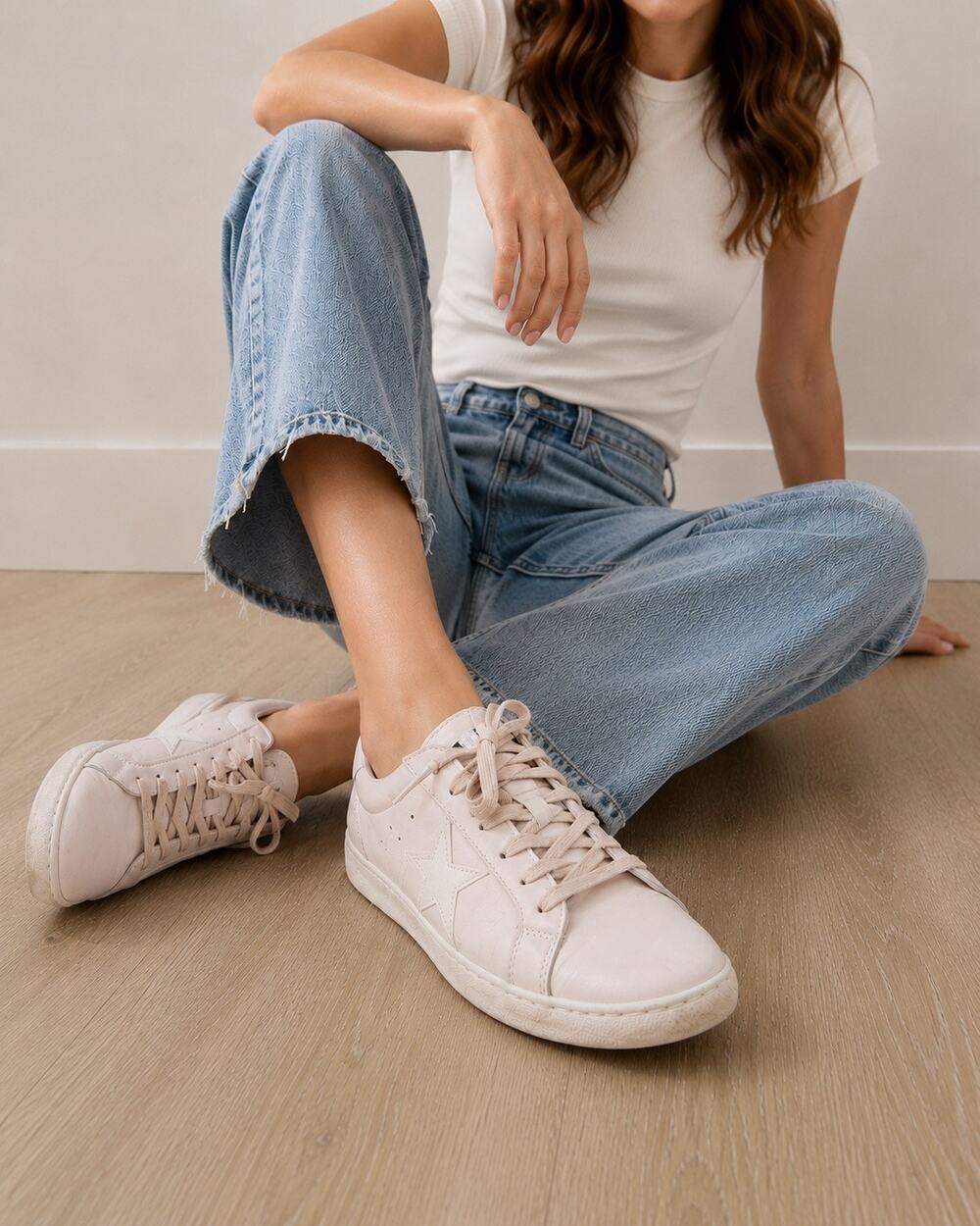 Vintage Havana Carla Star Sneakers Bone Blush Pink Low Top Size 8.5 Minimalist